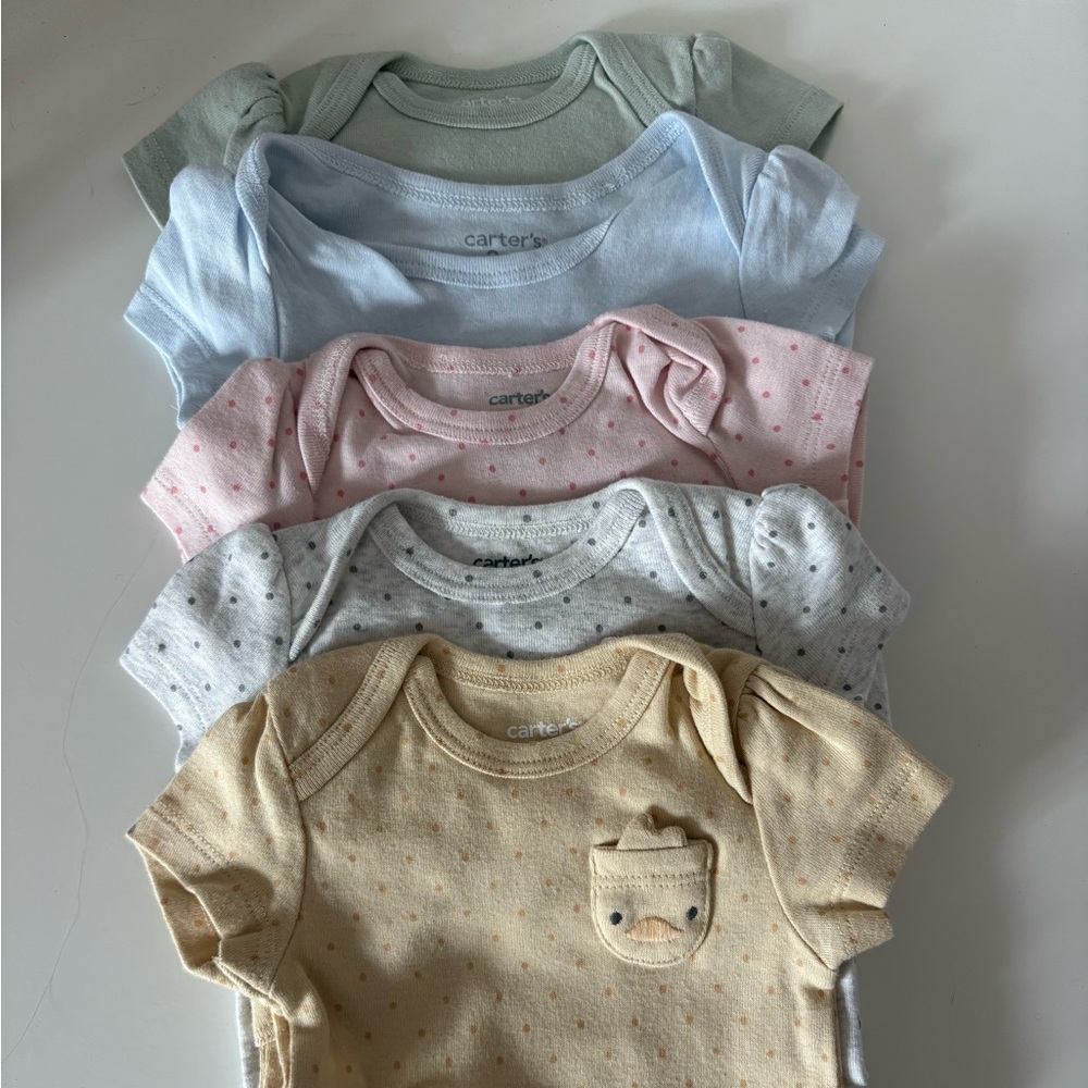 Carter's Kids Short Sleeve Bodysuit Set - Blue, Pink, Gray, green and yellow 3mo